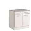 Meuble bas 80 cm 2 portes + 2 tiroirs SPOON coloris blanc