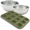 Fackelmann - Set pâtisserie moule à 12 muffins, 2 bols et 1 spatule