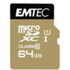 Carte mémoire MicroSDXC 64Go EMTEC + adaptateur CL10 Gold+ UHS-I 85MB/s
