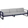 FERMOB Canapé 3 Places Bellevie Bleu Abysse Coussins Gris Flanelle
