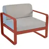 Fermob Fauteuil Bellevie Ocre Rouge Coussins Gris Flanelle