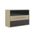 Commode 3 tiroirs AVEIRO coloris chêne pavia/noir brillant
