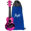 Flight Ultra Travel Series UTS-40 Pink Rules ukulélé soprano en plastique avec housse