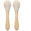 Lot de 2 Cuillères Silicones Manche Bambou Beige