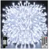 BLEOSAN Guirlande lumineuse LED Noël 100m 1000LED IP44 étanche avec télécommande 8 modes décoration de fête pour Noël mariage Blanc Froid