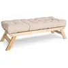 Banc Style Japandi Bois Massif Naturel et Crème Allegro