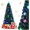 COSTWAY Sapin de Noël Artificiel LED Lumineux 180CM Fibre Optique Coul...