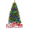 Sapin de Noël 180cm avec 11 Modes Lumières et Pied en Métal, Matériau PVC