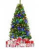 Sapin de Noël LED Lumineux 120cm COSTWAY-100 Lumières LED Multicolore à 11 Modes-5 Changements de Couleur-Pied en Métal-Branches PVC