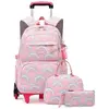 Cartable Roulette Fille Primaire - Rose - Avec Lunch Box et Trousse - ...
