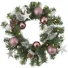 STAR TRADING Couronne de sapin LED Noël avec déco argentée/rose