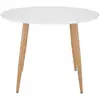 PARIS PRIX Table à manger ronde plaza 100cm blanc & naturel