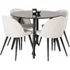 Ensemble table à manger & 4 chaises plaza i & velvet 100cm noir & crèm...
