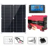 WELAN 12V 200W Kit Panneau Solaire Contrôleur De Chargeur De Batterie+Onduleur 6000W Pour Voiture Rv Caravane Bateau Automobiles