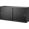 Caisson 2 portes coulissantes en frêne teinté noir 78 x 20 x 37 cm - S...