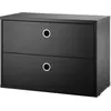 Caisson 2 tiroirs en frêne teinté noir l58 cm - String furniture