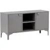 Piring table tv 2 portes 1 tablette gris clair.