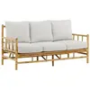 Hioshop Cane canapé de jardin avec coussin de jardin 3 pers. naturel.