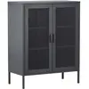 EBUY24 Buffet 2 portes grillagées en acier Misha Gris
