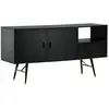 Gold buffet 2 portes, 2 tiroirs, 1 espace de rangement ouvert, noir.