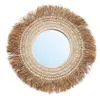 Bazar Bizar Miroir en raphia et coquillages naturel blanc D75