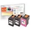 Peach Spar Pack Plus - Pack de 3 - noir, couleur (cyan, magenta, jaune) - compatible - cartouche d'encre (alternative pour : HP 62, HP C2P04AE, HP C2P06AE)