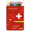 Boîte métal de 12 crayons de couleurs permanents Swisscolor -
