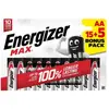 Piles Alcalines Energizer Max AA/LR6, pack de 15+5