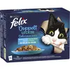 12x85g Felix Tendres Effilés Délicieux duos en gelée Poissons - Pâtée pour chat