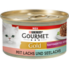 12x85g Gourmet Gold Recettes raffinées Duo saumon, colin - Sachet pour chat