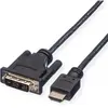 ROLINE Câble de raccordement pour écran DVI (18+1) M /HDMI M, 1,0 m