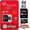 ISONIX Carte Mémoire Micro-SD 64 go SDHC/SDXC + Adaptateur 100% Réel C...