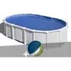 GRE Piscine acier blanc Gré Haïti ovale 9,20 x 5,05 x 1,32 m + Bâche h...