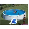 GRE Kit piscine acier blanc Gré Fidji ronde 5,70 x 1,22 m + Bâche à bulles