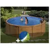 GRE Kit piscine acier aspect bois Gré Mauritius ronde 4,80 x 1,32 m + ...