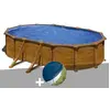 GRE Kit piscine acier aspect bois Gré Mauritius ovale 5,27 x 3,27 x 1,...