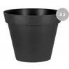 SANS Lot de 2 Pots de fleur rond Toscane Ø 100 x H.79 cm Anthracite - Eda