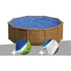 GRE Kit piscine acier aspect bois Gré Sicilia ronde 3,20 x 1,22 m + Bâ...