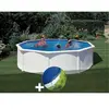 GRE Kit piscine acier blanc Gré Fidji ronde 4,80 x 1,22 m + Bâche hiver