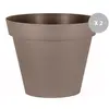 EDA Lot De 2 Pots De Fleur Rond Toscane Ø 100 X H.79 Cm Taupe - Eda