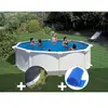 GRE Kit piscine acier blanc Gré Atlantis ronde 4,80 x 1,32 m + Bâche h...