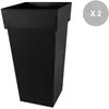 Lot de 2 pots de fleur carré Toscane - EDA - H.80 cm - Anthracite