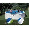 GRE Kit piscine acier blanc Gré Fidji ronde 4,80 x 1,22 m + Bâche hive...