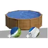 GRE Kit piscine acier aspect bois Gré Sicilia ronde 4,80 x 1,22 m + Bâ...
