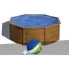 GRE Kit piscine acier aspect bois Gré Sicilia ronde 3,70 x 1,22 m + Bâ...