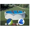 GRE Kit piscine acier blanc Gré Bora Bora ronde 3,70 x 1,22 m + Bâche ...