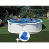 GRE Kit piscine acier blanc Gré Fidji ronde 4,80 x 1,22 m + Bâche à bulles