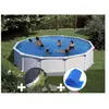 GRE Kit piscine acier blanc Gré Atlantis ronde 5,70 x 1,32 m + Bâche h...
