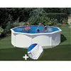 GRE Kit piscine acier blanc Gré Fidji ronde 4,80 x 1,22 m + Tapis de sol