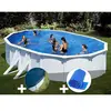 GRE Kit piscine acier blanc Gré Bora Bora ovale 6,34 x 3,99 x 1,22 m +...